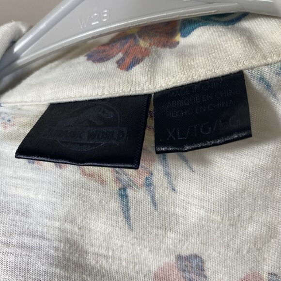 Jurassic Park Shirt XL Hawaiian Print Casual Short Sleeve Button Up Soft - Picture 13 of 13